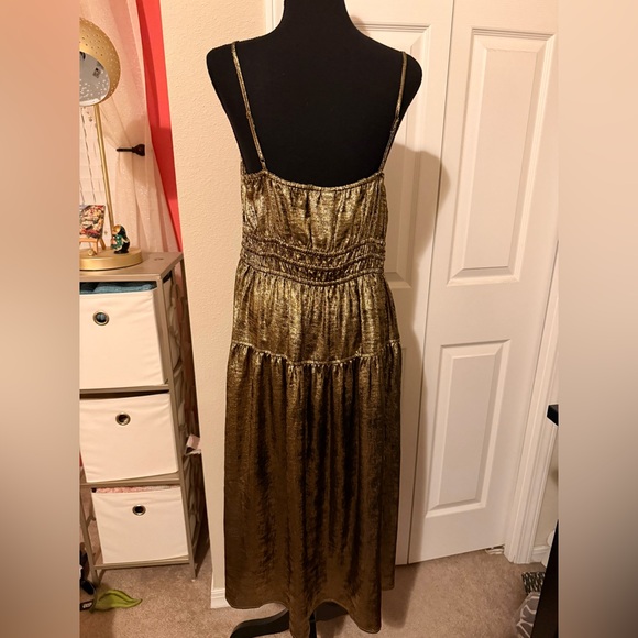 NWOT Old Navy Metallic Gold Midi tank Dress size large stretchy - Picture 5 of 7